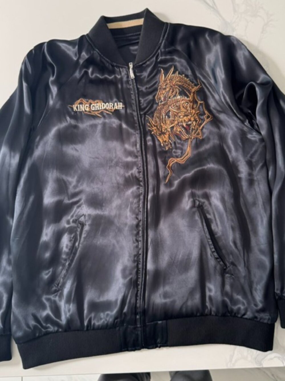 Toho Godzilla vs. King Ghidorah Reversible Sukajan Bomber Jacket Men's Size XL
